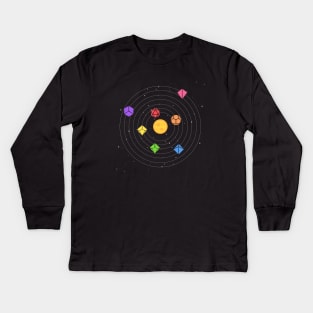 Solar System Polyhedral Dice Set Nerdy Tabletop RPG Gamer Kids Long Sleeve T-Shirt